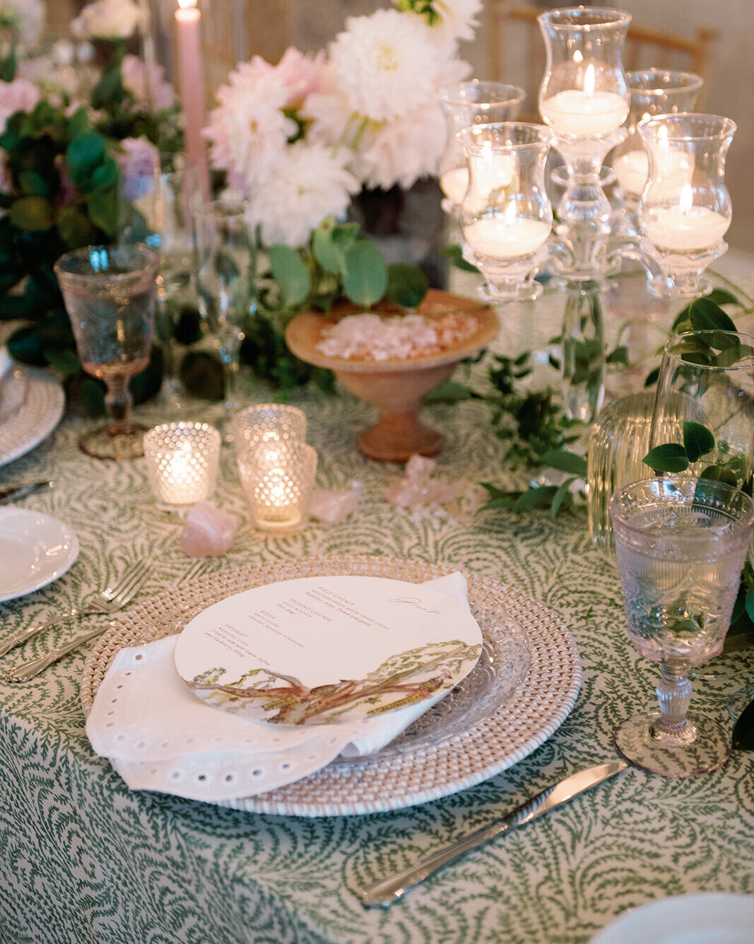 Layered tablescape and place setting