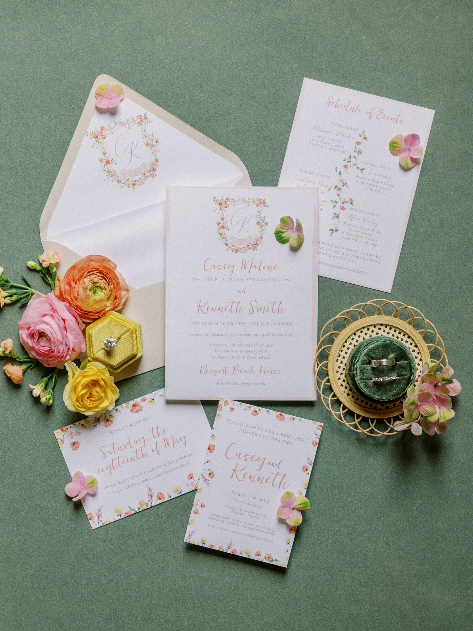 Custom invitation suite and stationery